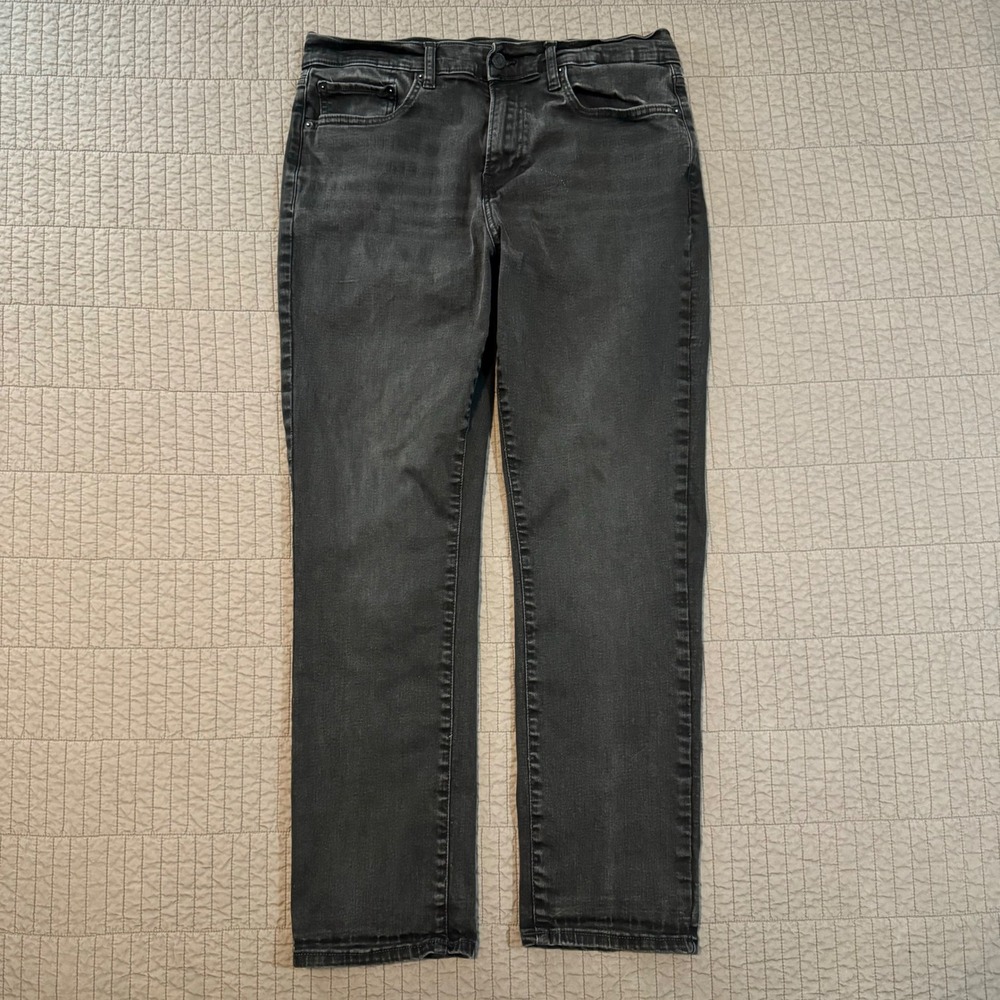 Lucky Brand Jeans Men's 34x30 (33x29) Black 410 Athletic Straight Stretch Faded